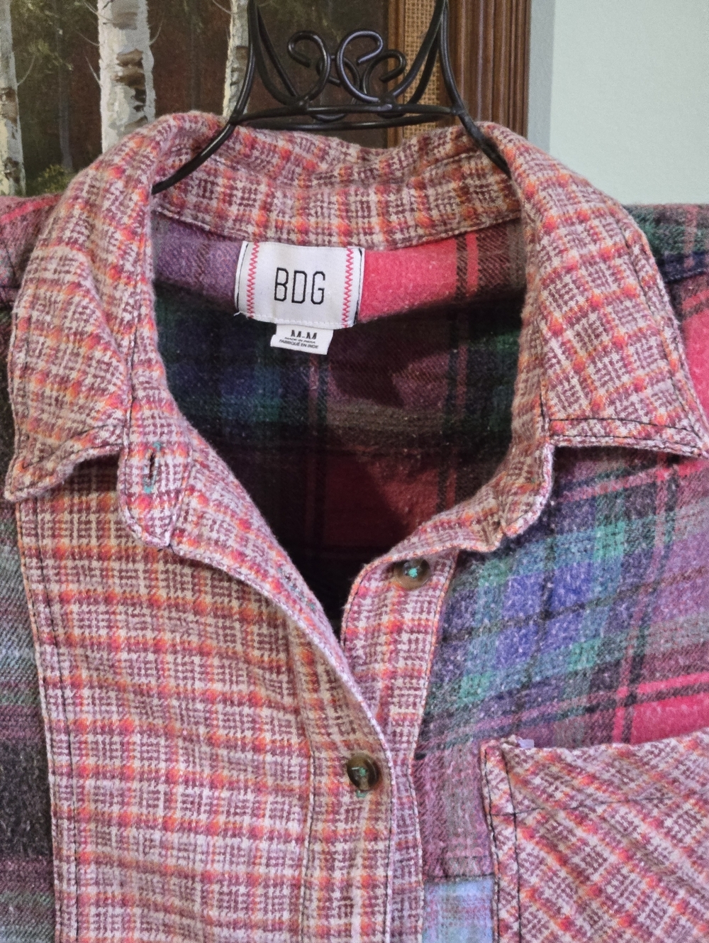 BDG Urban Outfitters flannel button down multi M - Picture 3 of 5